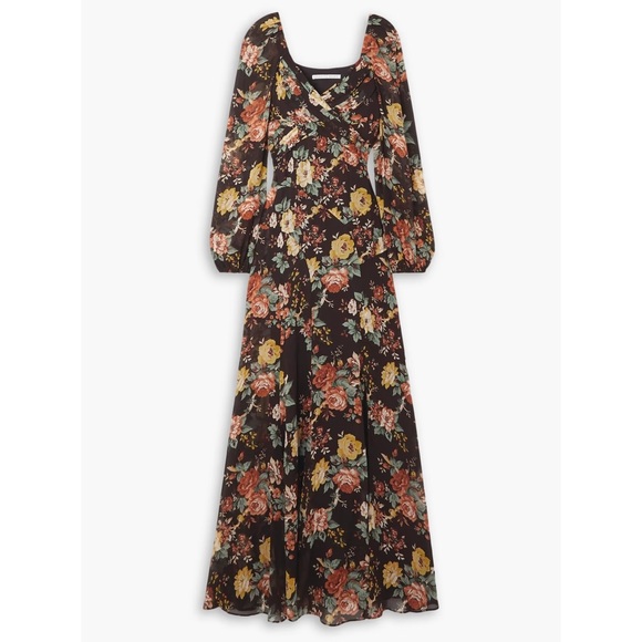 Veronica Beard Avani Wrap effect floral print silk chiffon maxi dress sz 4 NWOT - Picture 6 of 16